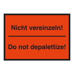 Paketaufkleber Nicht vereinzeln! / Do not depalettize!, Orange, 210 x 148 mm