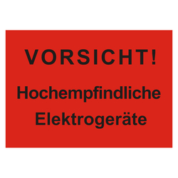 Paketaufkleber VORSICHT! Hochempfindliche Elektrogeräte, 105 x 74 mm