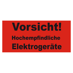 Paketaufkleber Vorsicht Hochempfindliche Elektrogeräte, Rot, 136 x 63 mm