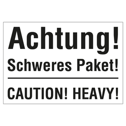 Paketaufkleber Achtung Schweres Paket, Weiß, 105 x 72 mm