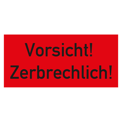 Paketaufkleber Vorsicht Zerbrechlich, Rot, Haftpapier, 136 x 63 mm, 500 Stück/Rolle