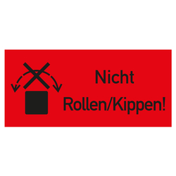 Paketaufkleber Nicht Rollen/Kippen, Rot, Haftpapier, 136 x 63 mm, 500 Stück/Rolle