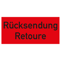 Paketaufkleber Rücksendung Retoure, Rot, Haftpapier, 136 x 63 mm, 500 Stück/Rolle