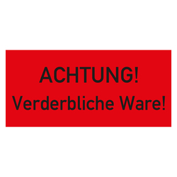 Paketaufkleber Achtung Verderbliche Ware, Rot, Haftpapier, 136 x 63 mm, 500 Stück/Rolle