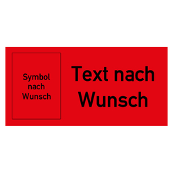 Paketaufkleber mit Text und Symbol nach Wunsch, Rot, Haftpapier, 136 x 63 mm, 500 Stück/Rolle