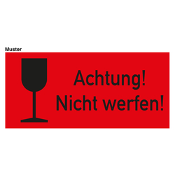 Paketaufkleber mit Text und Symbol nach Wunsch, Rot, Haftpapier, 136 x 63 mm, 500 Stück/Rolle