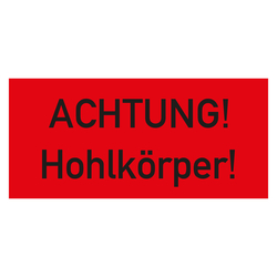 Paketaufkleber Achtung Hohlkörper, Rot, Haftpapier, 136 x 63 mm, 500 Stück/Rolle