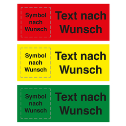 Qualitätsaufkleber mit Text und Piktogramm nach Wunsch, 50 x 20 mm, Rechteckig, in verschiedenen Farben