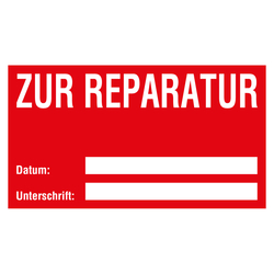 Qualitätsaufkleber Zur Reparatur, Rot, Haftpapier, 90 x 50 mm, Rechteckig, 500 Stück/Rolle