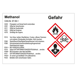 GHS Gefahrstoffetikett Methanol, für interne Verwendung, in verschiedenen Ausführungen