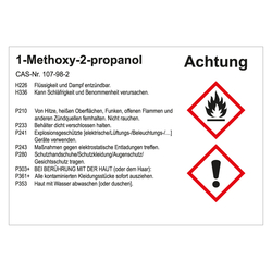 GHS Gefahrstoffetikett 1-Methoxy-2-propanol, für interne Verwendung, in verschiedenen Ausführungen