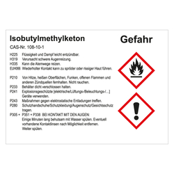 GHS Gefahrstoffetikett Isobutylmethylketon, für interne Verwendung, in verschiedenen Ausführungen