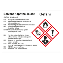 GHS Gefahrstoffetikett Solvent Naphtha, leicht, für interne Verwendung, in verschiedenen Ausführungen