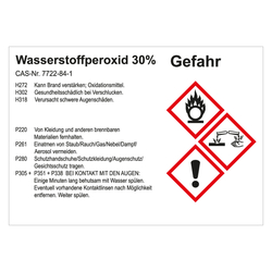 GHS Gefahrstoffetikett Wasserstoffperoxid 30%, für interne Verwendung, in verschiedenen Ausführungen