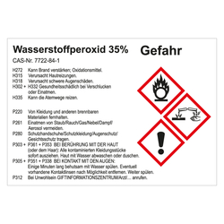 GHS Gefahrstoffetikett Wasserstoffperoxid 35%, für interne Verwendung, in verschiedenen Ausführungen