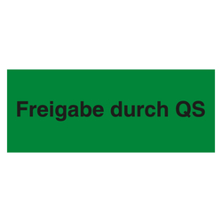 Qualitätsaufkleber Freigabe durch QS, Grün, 50 x 20 mm, Rechteckig