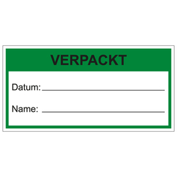 Qualitätsaufkleber Verpackt, Weiß, 60 x 30 mm, Rechteckig