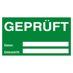 Qualitätsaufkleber Geprüft, Grün, 90 x 50 mm, Rechteckig