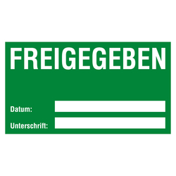 Qualitätsaufkleber Freigegeben, Grün, 90 x 50 mm, Rechteckig