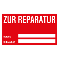 Qualitätsaufkleber Zur Reparatur, Rot, 90 x 50 mm, Rechteckig