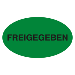 Qualitätsaufkleber Freigegeben, Grün, 90 x 50 mm, Oval