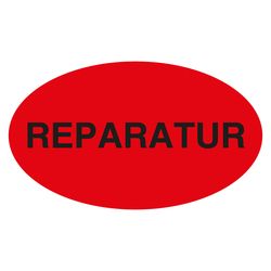 Qualitätsaufkleber Reparatur, Rot, 90 x 50 mm, Oval