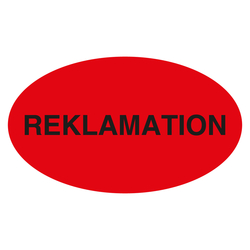 Qualitätsaufkleber Reklamation, Rot, 90 x 50 mm, Oval