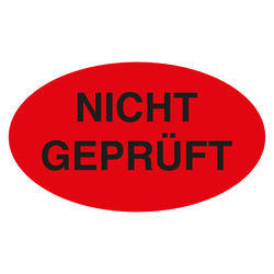 Qualitätsaufkleber Nicht geprüft, Rot, 90 x 50 mm, Oval