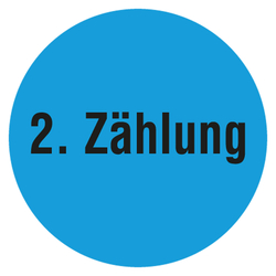 Qualitätsaufkleber 2. Zählung, Blau, Ø 35 mm, Rund