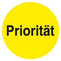 Qualitätsaufkleber Priorität, Gelb, Folie ablösbar, Ø 35 mm, Rund, 500 Stück/Rolle