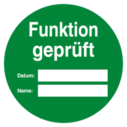 Qualitätsaufkleber Funktion geprüft, Grün, Ø 35 mm, Rund