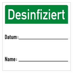 Qualitätsaufkleber Desinfiziert, Weiß, 40 x 40 mm, Quadratisch