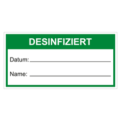 Qualitätsaufkleber Desinfiziert, Weiß, 60 x 30 mm, Rechteckig