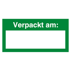 Qualitätsaufkleber Verpackt am, Grün, 40 x 20 mm, Rechteckig