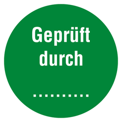 Qualitätsaufkleber Geprüft durch, Grün, Ø 35 mm, Rund