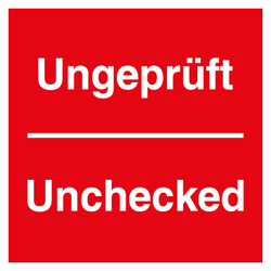 Qualitätsaufkleber Ungeprüft Unchecked, Rot, 40 x 40 mm, Quadratisch