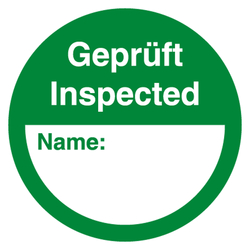 Qualitätsaufkleber Geprüft Inspected, Grün, Rund