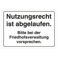 Grabstein Aufkleber "Nutzungsrecht abgelaufen, Vorsprache" in verschiedenen Ausführungen