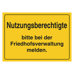 Grabstein Aufkleber "Nutzungsberechtigte bitte bei der Friedhofsverwaltung melden." in verschiedenen Ausführungen