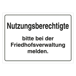 Grabstein Aufkleber "Nutzungsberechtigte bitte bei der Friedhofsverwaltung melden." in verschiedenen Ausführungen