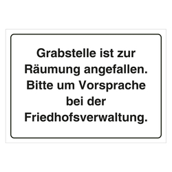 Grabstein Aufkleber "Grabstelle zur Räumung angefallen" in verschiedenen Ausführungen