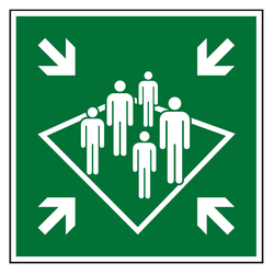 Rettungszeichen Sammelstelle auf einem Schiff DIN EN ISO 7010 E032