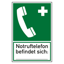 Rettungszeichen Notruftelefon befindet sich Kombischild