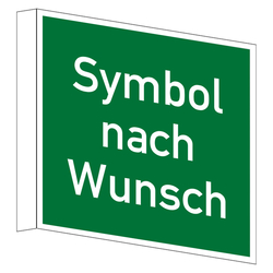 Rettungszeichen Fahnenschild mit Eindruck nach Wunsch DIN EN ISO 7010