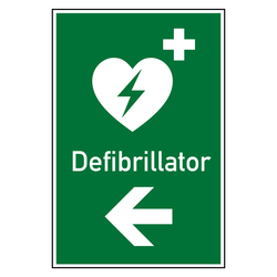 Rettungszeichen Defibrillator links Kombischild