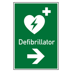 Rettungszeichen Defibrillator rechts Kombischild