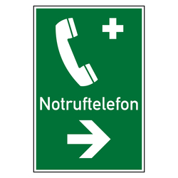 Rettungszeichen Notruftelefon rechts Kombischild