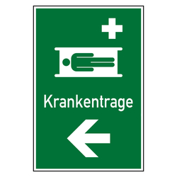 Rettungszeichen Krankentrage links Kombischild