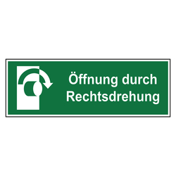 Rettungszeichen Öffnung durch Rechtsdrehung