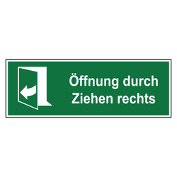 Rettungszeichen Öffnung durch Ziehen rechts